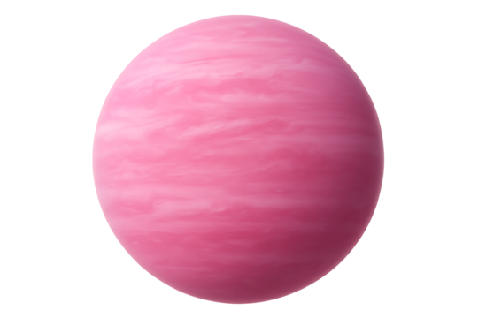 Fantasy pink gas planet with cloudy texture isolated on transparent background