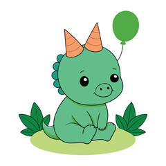 Fototapeta premium Charming baby triceratops illustration for children s designs