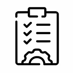 Business and technical tasks and projects checklist with gear settings symbol icon illustration