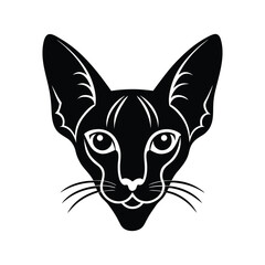 Silhouette tattoo style art illustration of Oriental Shorthair face with long nose.eps