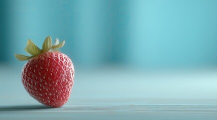 Fresh Strawberry Delight on Azure Background Surface