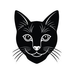 Silhouette tattoo style art illustration of Russian Blue cat face.eps