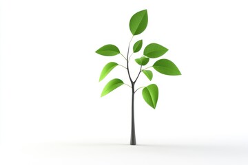 Obraz premium Stylized 3D tree sapling growing with animated leaves, isolated on white