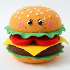 Cheeseburger Emoji — 3D Emoji-Style Icon of a Classic Burger with Cheese, Lettuce, and Tomato