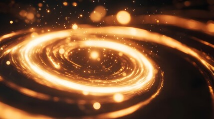 Abstract swirling design with glowing light effects.