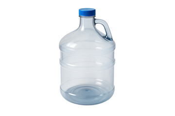 Transparent water gallon bottle with blue cap isolated on transparent background