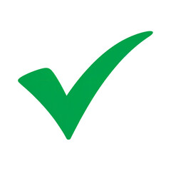 Green check mark icon isolated on transparent background
