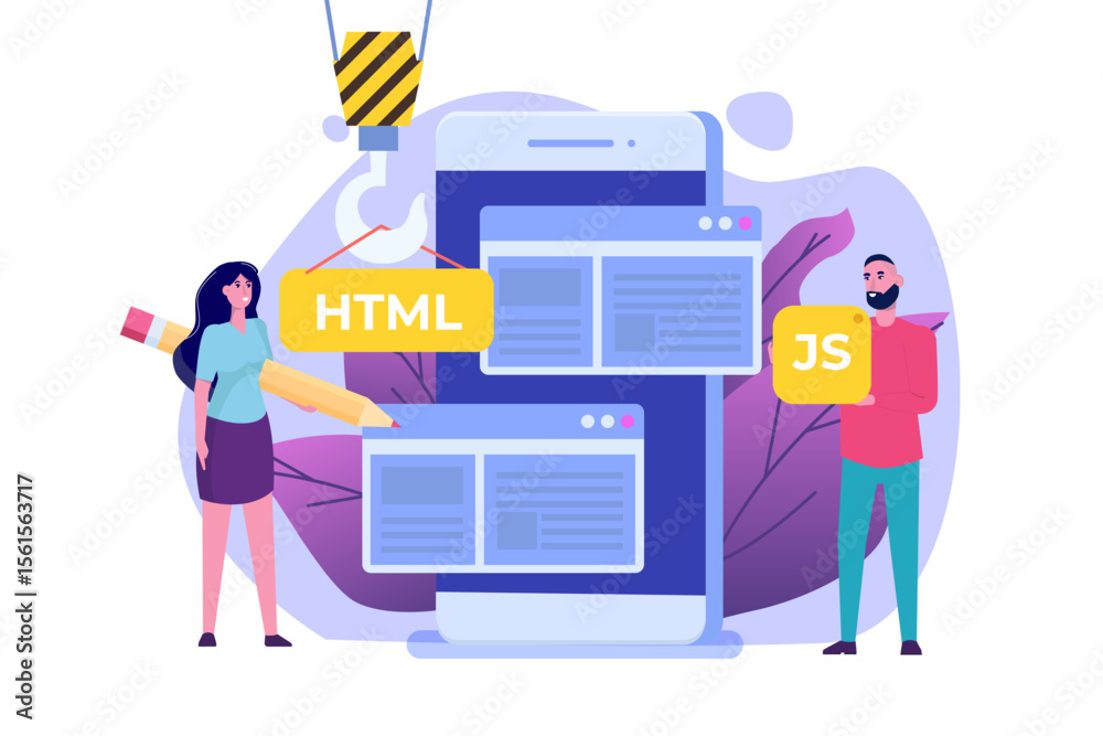 Fototapete Programming Software or app , Web design and Front end development  concept.  Vector illustration.