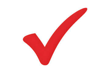 Red check mark icon isolated on transparent background