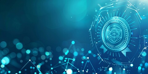 Fototapeta premium Abstract futuristic technology background with glowing blue circles and connecting lines