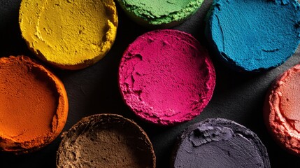 Vibrant Chalk Pastels in Bright Colors Arranged on a Black Surface for Artistic Use.