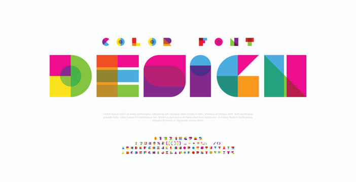 Modern Design creative abstract digital colorful alphabet font design template set. Minimal Fashionable technology typography, minimal urban sport fashion futuristic font design. vector illustration