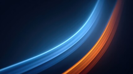 Dynamic Light Trail Background with Blue and Orange Curved Streaks in Motion.