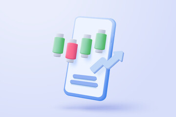 Fototapeta premium 3d statistic graph icon for investment diagram report. creative solution concept on pastel background. Goal for business, bank, finance. 3d analysis investment graph vector icon render illustration