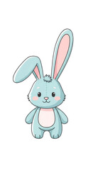 Obraz premium Cute Blue Cartoon Bunny Rabbit Illustration PNG