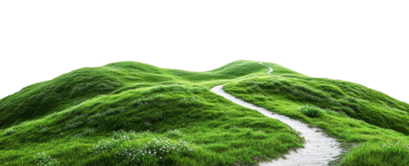  path on grassy hills with a transparent background