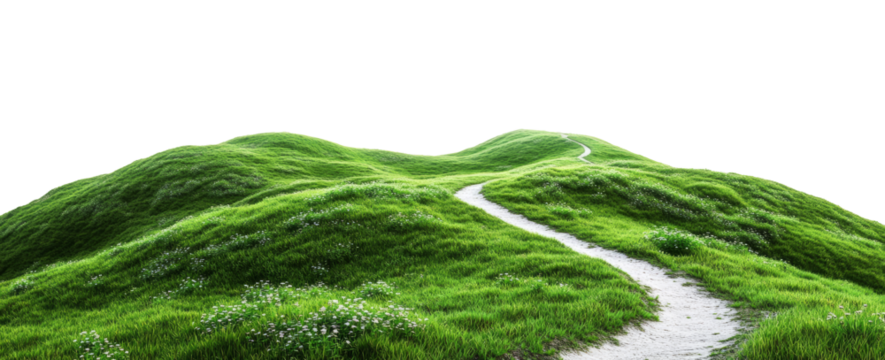  path on grassy hills with a transparent background