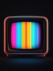 Retro-style television with a vintage look, featuring neon lights that simulate the appearance of a modern TV