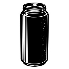 "Black silhouette of slim can bottle on the white background"