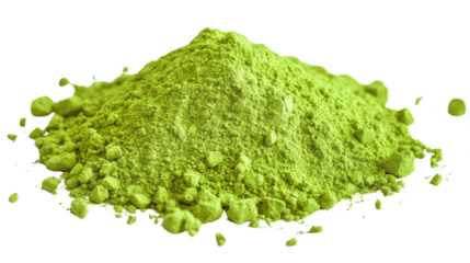 Bright green Holi powder in the air