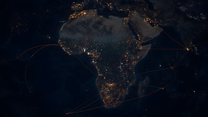 Futuristic Visualization of Africa with Fiber Optic Routes