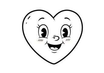 Happy cartoon heart character on white background