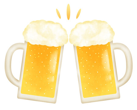 乾杯をする生ビールのイラスト
