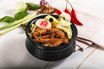 Japanese ramen soup with chicken