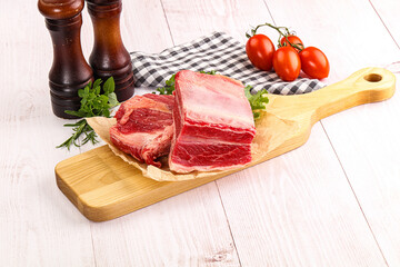 Raw beef rib for cooking