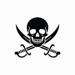 Obraz premium Pirate Skull with Crossed Swords Logo