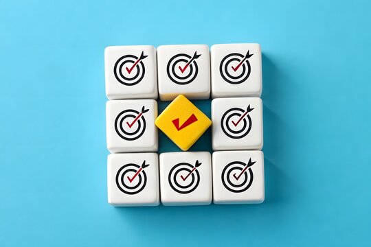 Complete the main task without being distracted from secondary and side ones. Hit directly. Get the job done. Arrow and target. Focus on one task. Most important part.