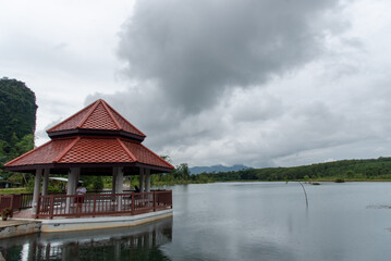 Fototapeta premium pavilion on river in thailand