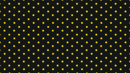 Seamless yellow star pattern on black background. Cute celestial night sky design for kids wallpaper, wrapping paper, pajamas, nursery prints, and festive party decorations.