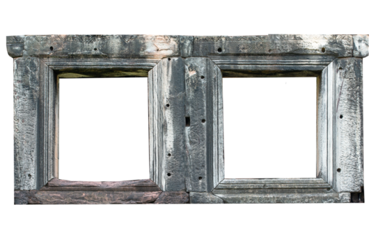 Old stone window frame isolated on white background.