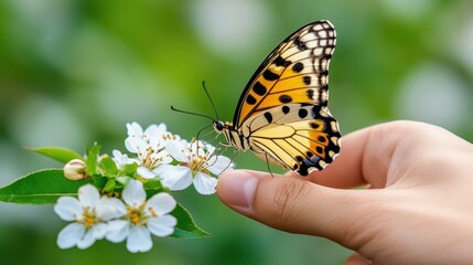 Obraz premium Butterfly and cherry blossom