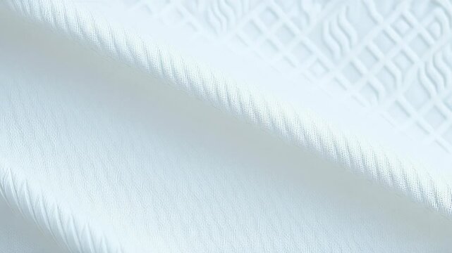 White Pique Fabric with Textured Surface and Geometric Pattern