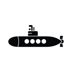 Simple Black Silhouette Icon of a Submarine