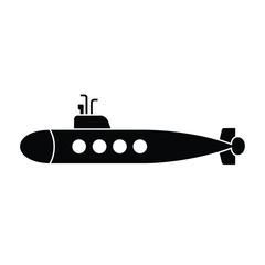 Simple Black Silhouette of a Submarine