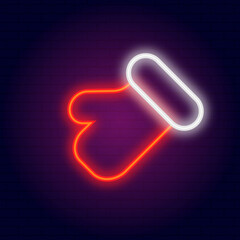 Winter mitten neon vector illustration
