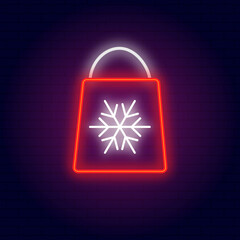 Shopping bag neon vector illustration