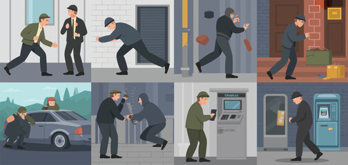Various Types of Street Crimes Illustrated