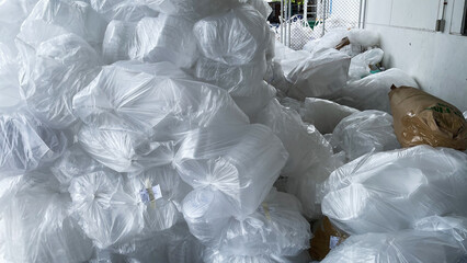 Waste plastic bags for abstract background. Plastic bag of factory.