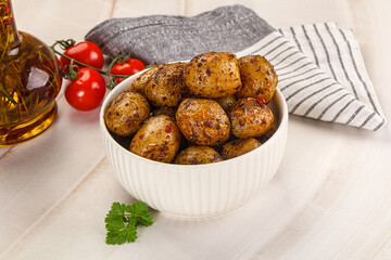 Baked mini potato with herbs