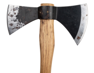 Top-Down View of Native American Stone Tomahawk with Worn Handle Transparent PNG