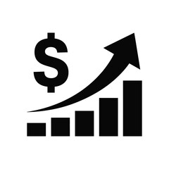 Financial Growth Chart with Dollar Sign and Upward Arrow Symbol