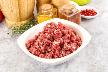 Raw beef minced meat for cooking
