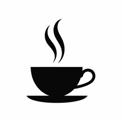 Simple Black Silhouette of a Hot Coffee Cup