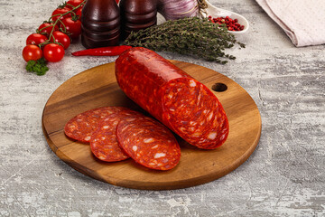 Italian Chorizo sausage with slices
