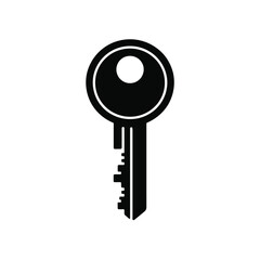 Simple Black and White Key Icon for Security and Access Concepts