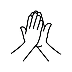 High five outline icon gesture of celebration success agreement or teamwork